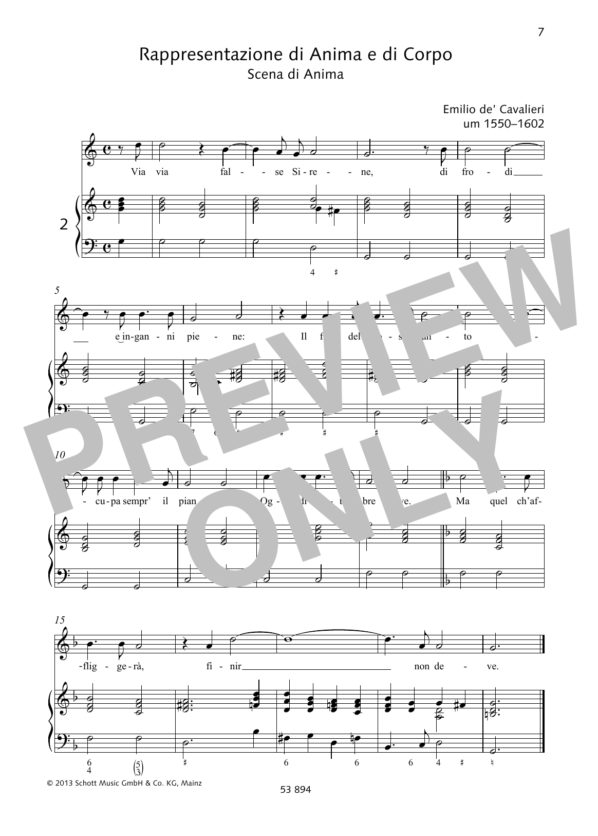 Emilio de Cavalieri Via via false Sirene Sheet Music Notes & Chords for Piano & Vocal - Download or Print PDF