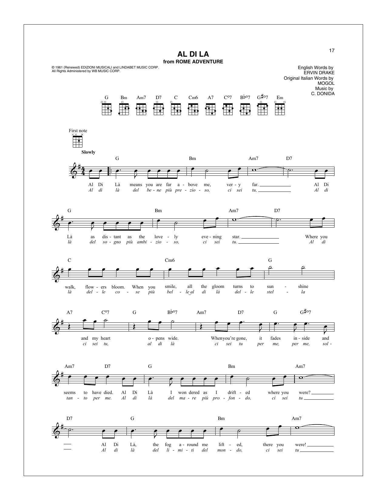 Emilio Pericoli Al Di La Sheet Music Notes & Chords for Mandolin - Download or Print PDF