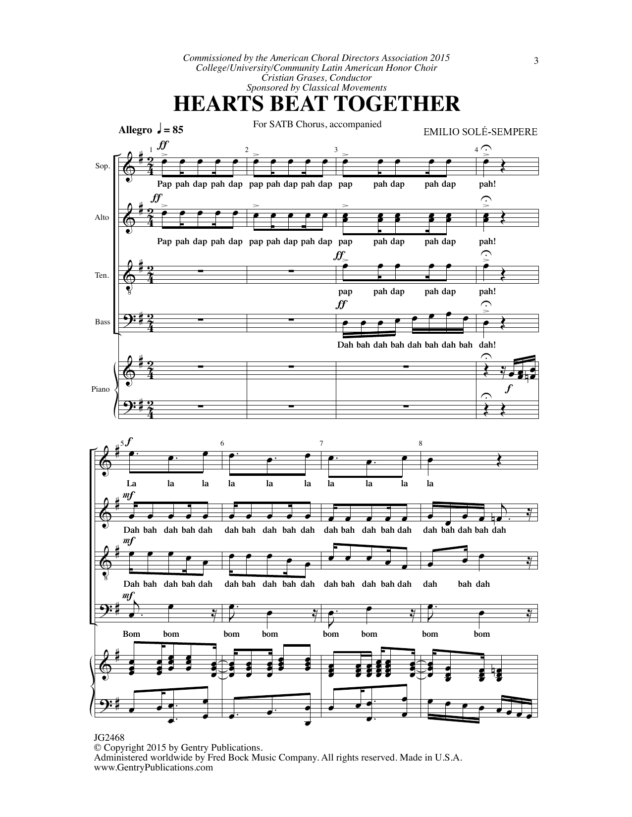 Emilio Sole-Sempere Hearts Beat Together Sheet Music Notes & Chords for Choral - Download or Print PDF