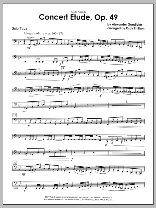 Concert Etude, Op. 49 - Tuba sheet music