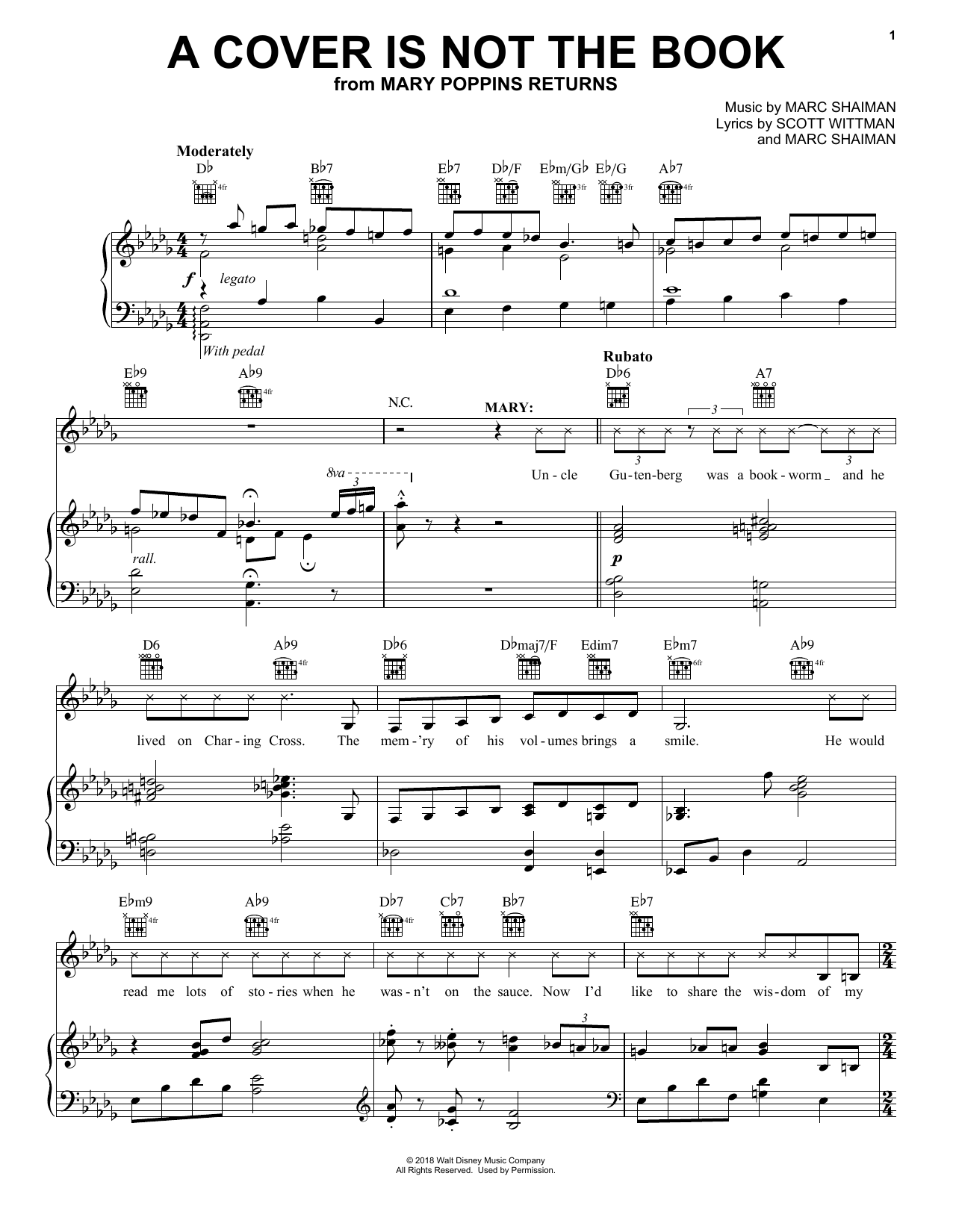 Emily Blunt, Lin-Manuel Miranda & Company A Cover Is Not The Book (from Mary Poppins Returns) Sheet Music Notes & Chords for Ukulele - Download or Print PDF