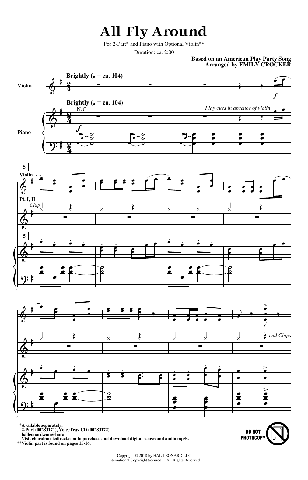 Emily Crocker All Fly Around Sheet Music Notes & Chords for 2-Part Choir - Download or Print PDF