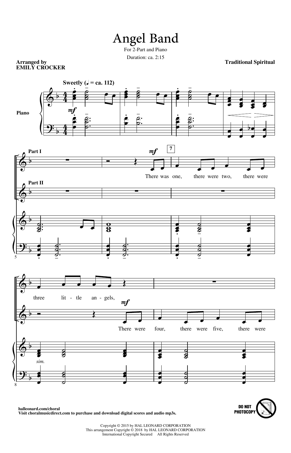 Emily Crocker Angel Band Sheet Music Notes & Chords for 2-Part Choir - Download or Print PDF