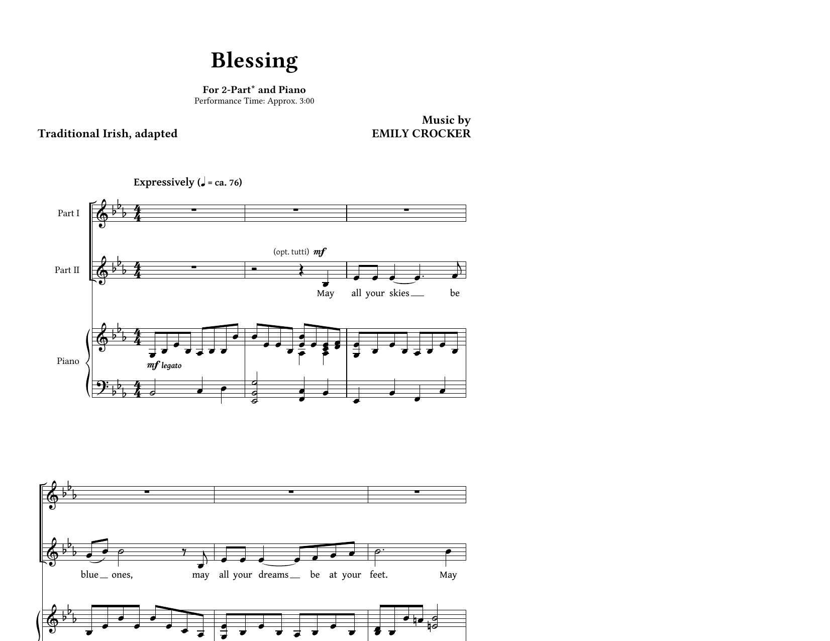 Emily Crocker Blessing Sheet Music Notes & Chords for SATB Choir - Download or Print PDF