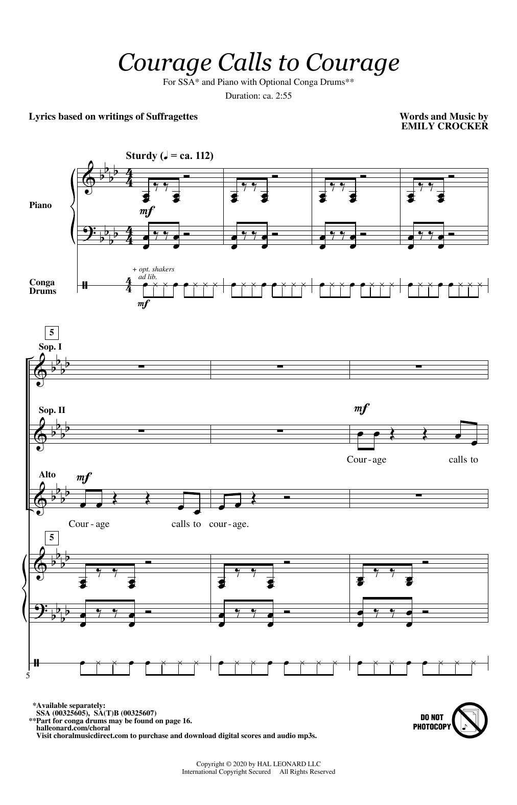 Emily Crocker Courage Calls To Courage Sheet Music Notes & Chords for SSA Choir - Download or Print PDF