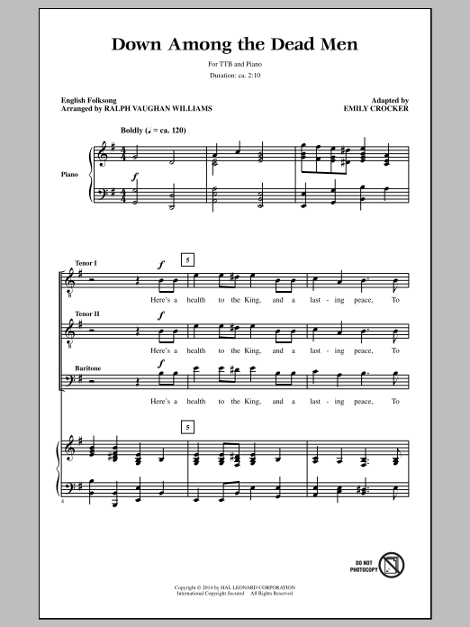 Emily Crocker Down Among The Dead Men Sheet Music Notes & Chords for TTBB - Download or Print PDF