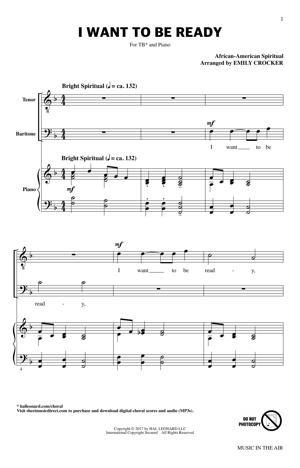 Emily Crocker I Want To Be Ready (from Music In The Air) Sheet Music Notes & Chords for TB Choir - Download or Print PDF