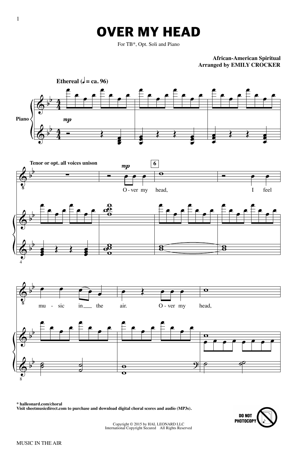 Emily Crocker Over My Head (from Music In The Air) Sheet Music Notes & Chords for TB Choir - Download or Print PDF