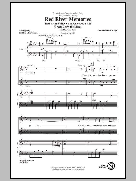 Emily Crocker Red River Memories (Medley) Sheet Music Notes & Chords for SSA - Download or Print PDF