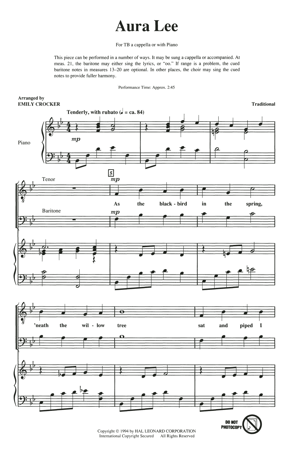 Emily Crocker Songs For Tenor-Bass Chorus (Collection) Sheet Music Notes & Chords for TTB Choir - Download or Print PDF