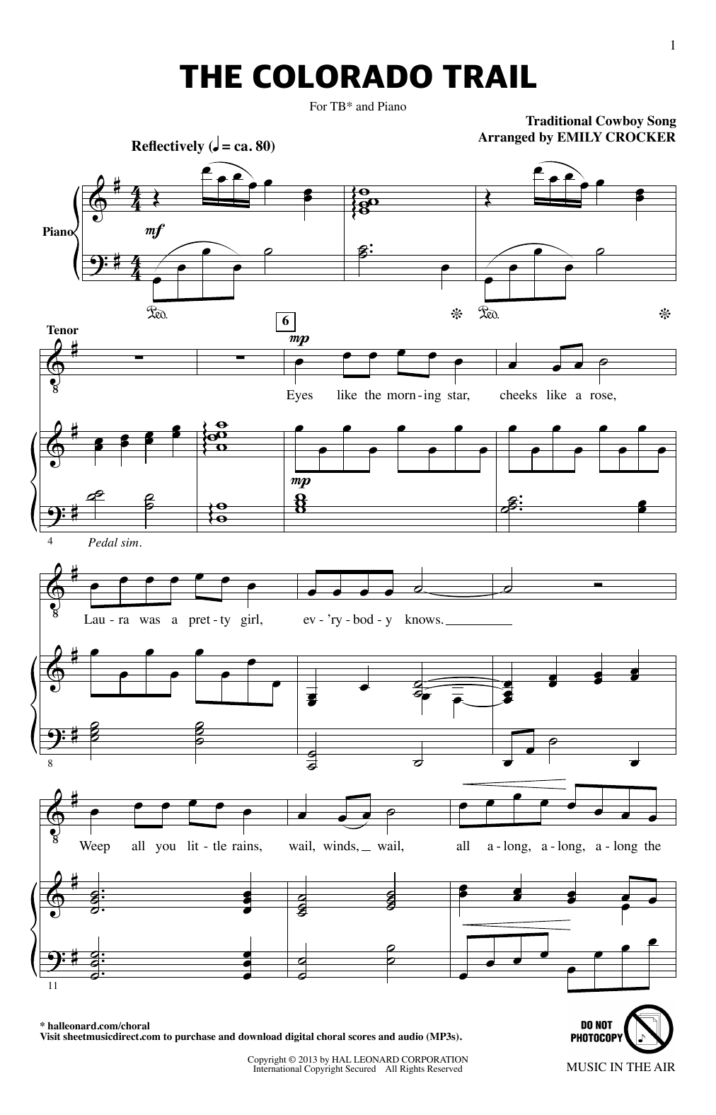 Emily Crocker The Colorado Trail (from Music In The Air) Sheet Music Notes & Chords for TB Choir - Download or Print PDF Emily Crocker The Colorado Trail (from Music In The Air) Sheet Music Notes & Chords for TB Choir - Download or Print PDF