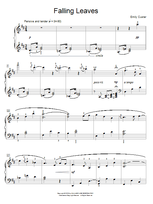 Emily Custer Falling Leaves Sheet Music Notes & Chords for Educational Piano - Download or Print PDF