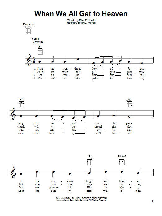 Emily D. Wilson When We All Get To Heaven Sheet Music Notes & Chords for Super Easy Piano - Download or Print PDF