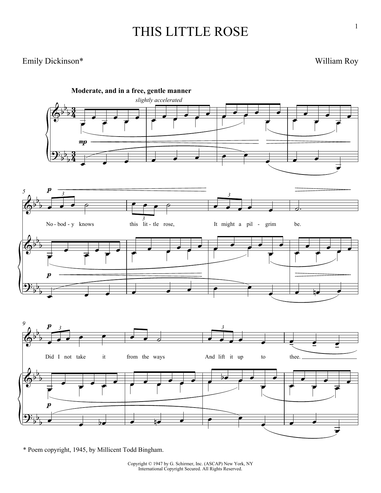 Emily Dickinson This Little Rose Sheet Music Notes & Chords for Piano & Vocal - Download or Print PDF