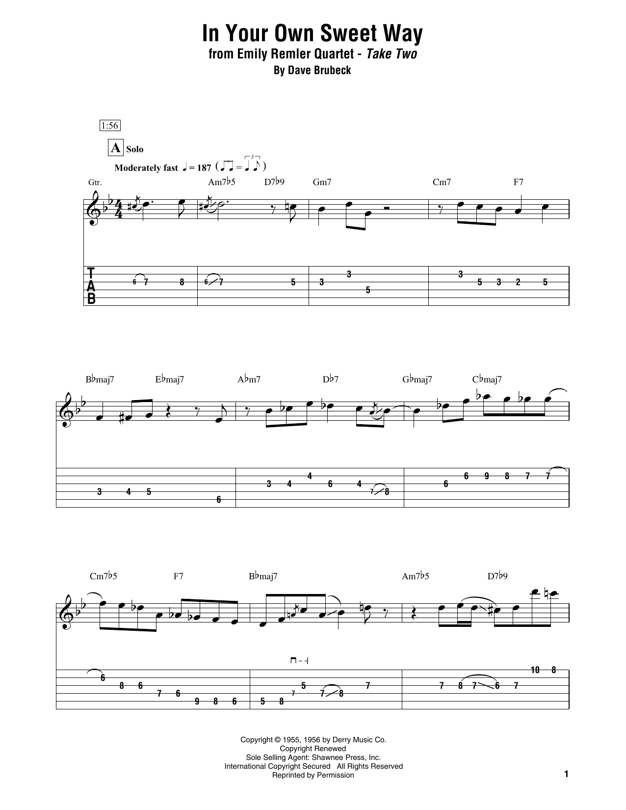 Emily Remler Quartet In Your Own Sweet Way Sheet Music Notes & Chords for Electric Guitar Transcription - Download or Print PDF