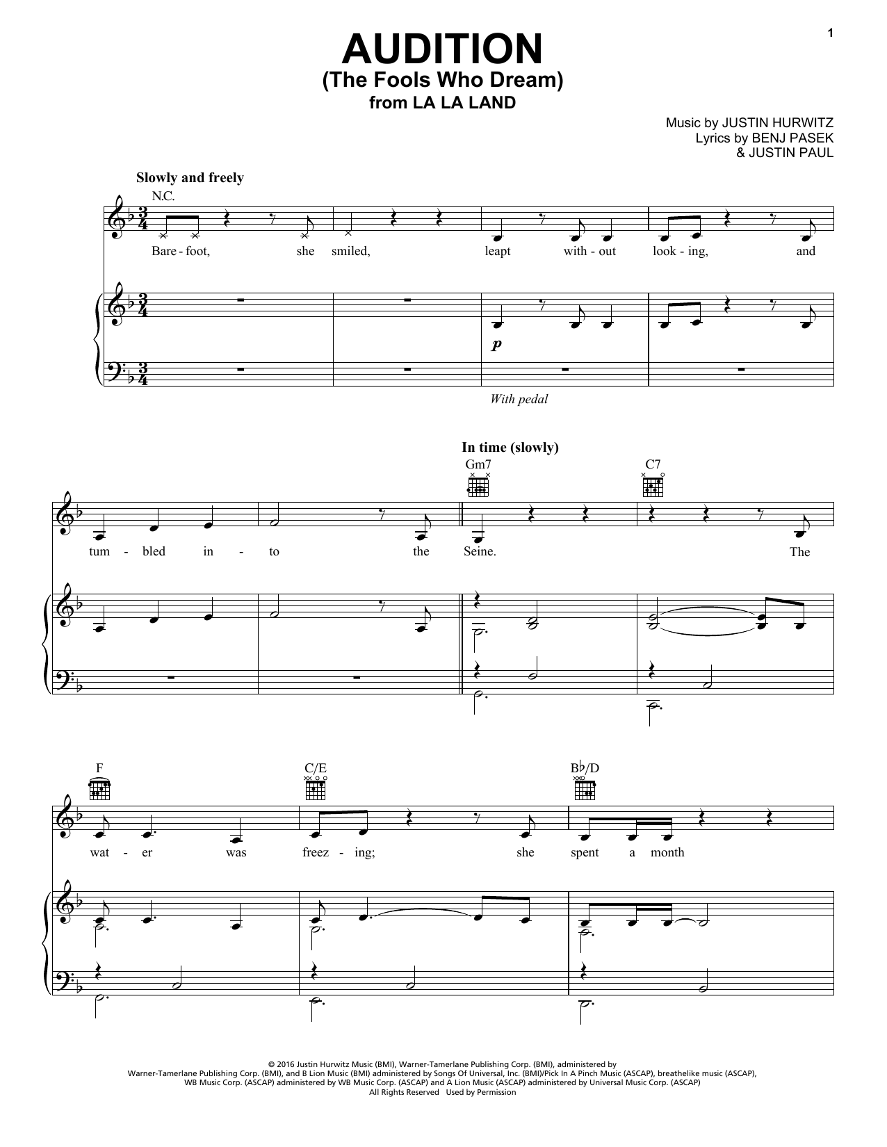 Emma Stone Audition (The Fools Who Dream) (from La La Land) Sheet Music Notes & Chords for Violin Duet - Download or Print PDF