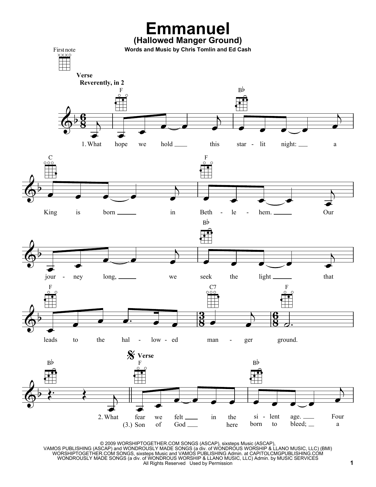 Preview Chris Tomlin Emmanuel (Hallowed Manger Ground) Religious sheet music, notes and chords for Easy Guitar, SKU: 170776 sheet music, piano notes, chords, guitar tabs, score, transpose, transcribe, how to play, guide, download, learn, tutorial, progression, song, artist, awards, billboard, mtv, vh1, tour, single, album, release