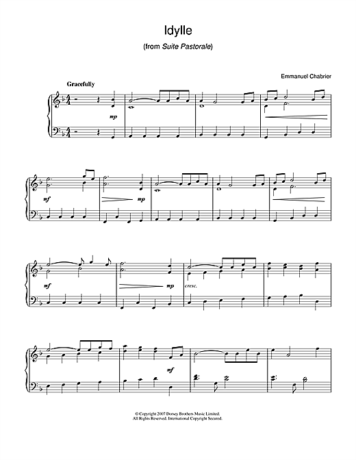 Emmanuel Chabrier Idylle (from Suite Pastorale) Sheet Music Notes & Chords for Beginner Piano - Download or Print PDF