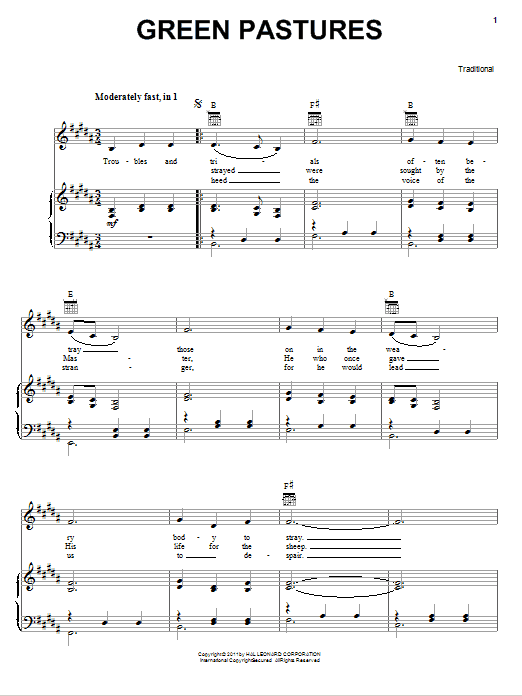 Emmylou Harris Green Pastures Sheet Music Notes & Chords for Piano, Vocal & Guitar (Right-Hand Melody) - Download or Print PDF Emmylou Harris Green Pastures Sheet Music Notes & Chords for Piano, Vocal & Guitar (Right-Hand Melody) - Download or Print PDF