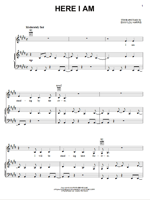 Emmylou Harris Here I Am Sheet Music Notes & Chords for Piano, Vocal & Guitar (Right-Hand Melody) - Download or Print PDF Emmylou Harris Here I Am Sheet Music Notes & Chords for Piano, Vocal & Guitar (Right-Hand Melody) - Download or Print PDF