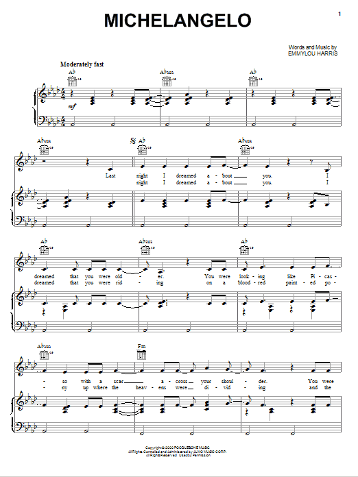 Emmylou Harris Michelangelo Sheet Music Notes & Chords for Lyrics & Chords - Download or Print PDF