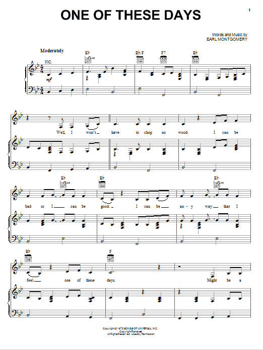 Emmylou Harris One Of These Days sheet music notes and chords. Download Printable PDF.
