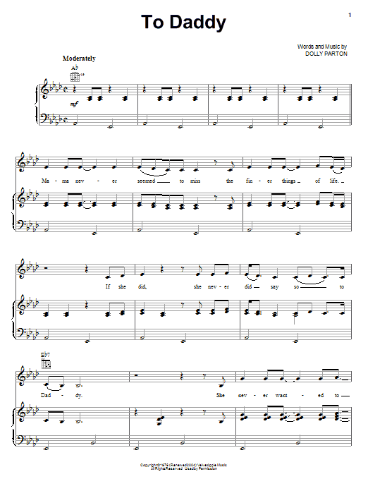 Emmylou Harris To Daddy Sheet Music Notes & Chords for Piano, Vocal & Guitar (Right-Hand Melody) - Download or Print PDF Emmylou Harris To Daddy Sheet Music Notes & Chords for Piano, Vocal & Guitar (Right-Hand Melody) - Download or Print PDF