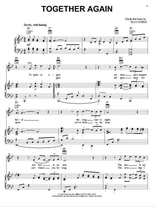 Emmylou Harris Together Again Sheet Music Notes & Chords for Piano, Vocal & Guitar (Right-Hand Melody) - Download or Print PDF Emmylou Harris Together Again Sheet Music Notes & Chords for Piano, Vocal & Guitar (Right-Hand Melody) - Download or Print PDF