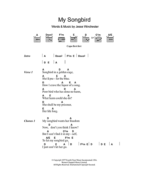 Emmylou Harris My Songbird Sheet Music Notes & Chords for Lyrics & Chords - Download or Print PDF