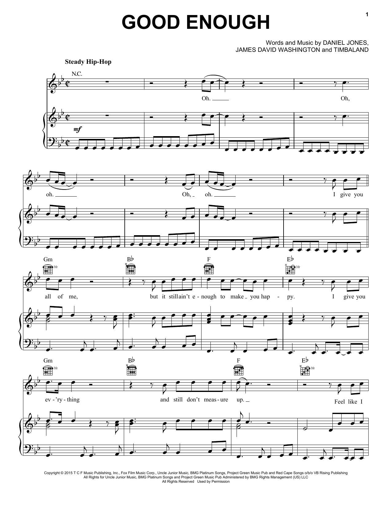 Empire Cast Good Enough (feat. Jussie Smollett) Sheet Music Notes & Chords for Piano, Vocal & Guitar (Right-Hand Melody) - Download or Print PDF