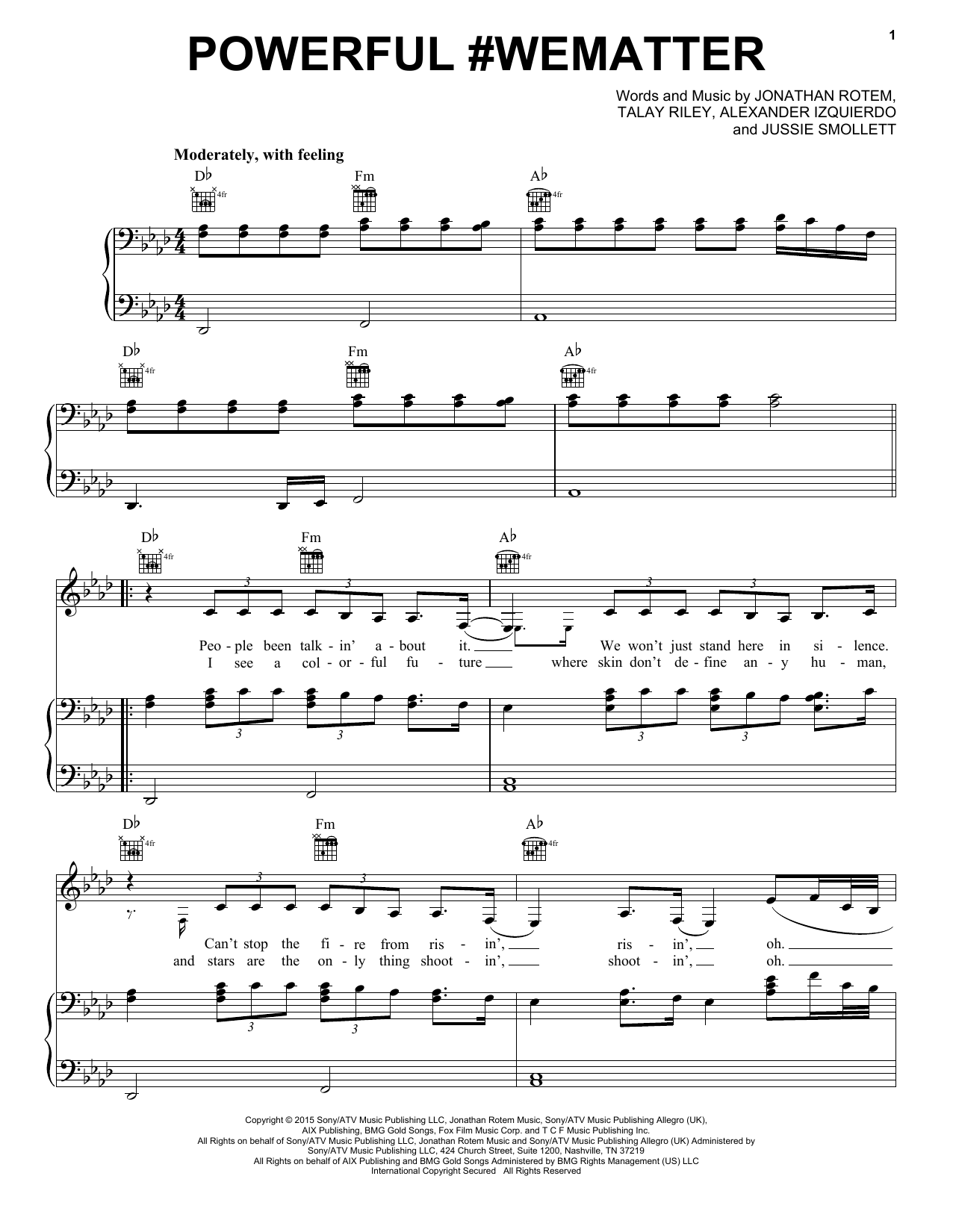 Empire Cast Powerful #WeMatter Sheet Music Notes & Chords for Piano, Vocal & Guitar (Right-Hand Melody) - Download or Print PDF