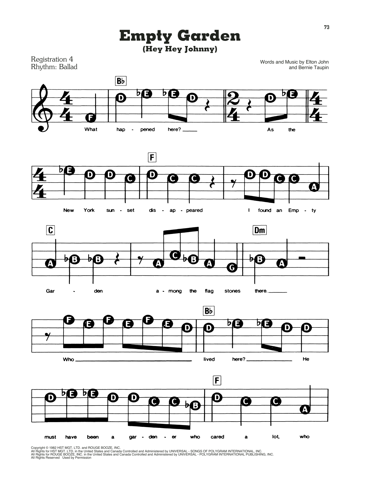 Elton John Empty Garden Hey Hey Johnny Sheet Music Download Pdf Score 194609