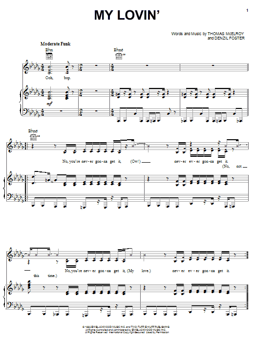En Vogue My Lovin' Sheet Music Notes & Chords for Piano, Vocal & Guitar (Right-Hand Melody) - Download or Print PDF