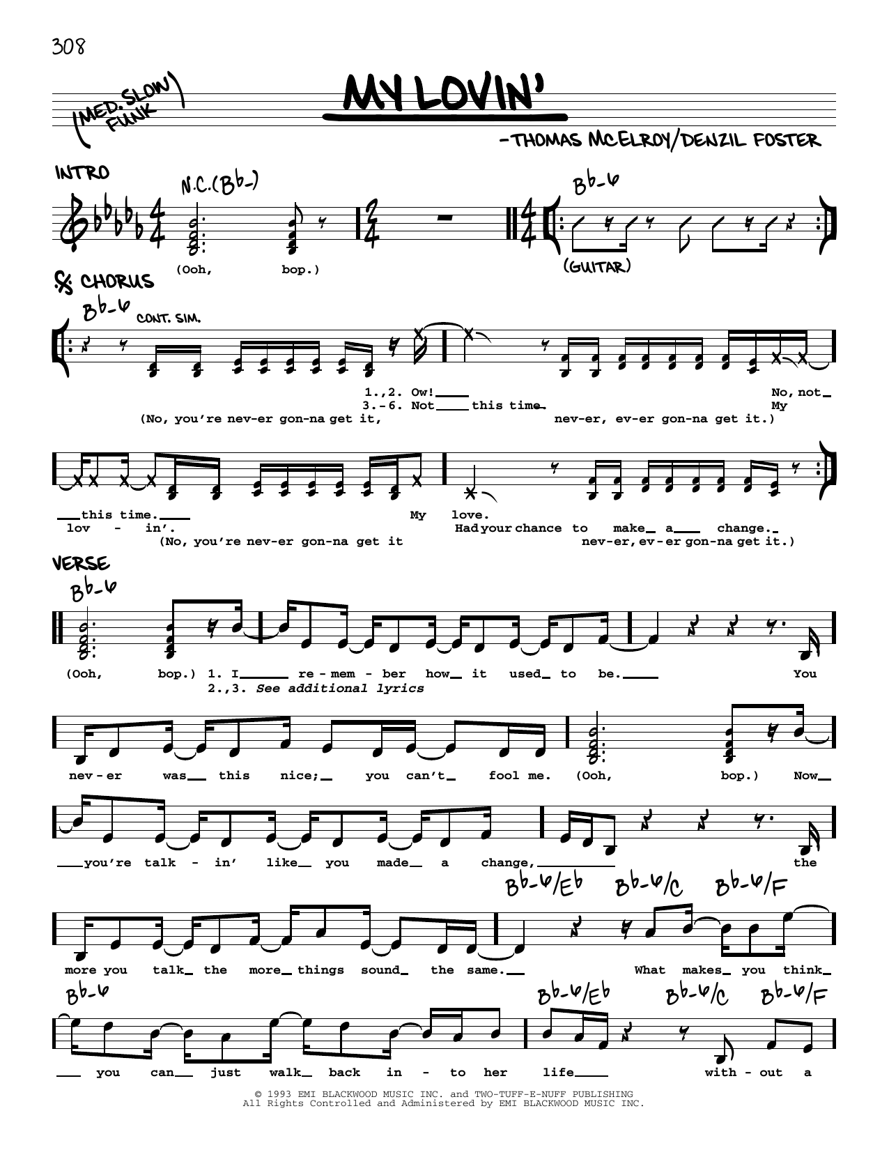 En Vogue My Lovin' (You're Never Gonna Get) Sheet Music Notes & Chords for Real Book – Melody & Chords - Download or Print PDF
