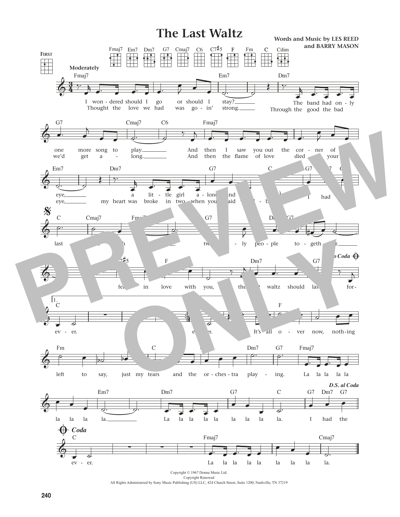 Engelbert Humperdinck The Last Waltz (from The Daily Ukulele) (arr. Jim Beloff) Sheet Music Notes & Chords for Ukulele - Download or Print PDF