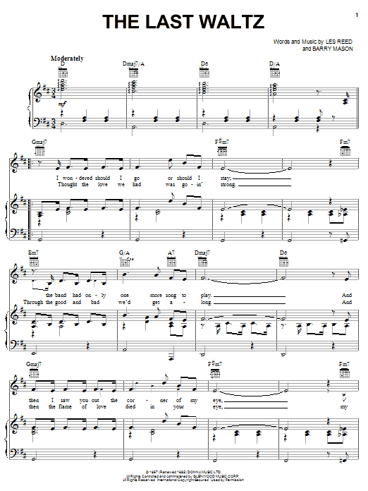 Engelbert Humperdinck The Last Waltz Sheet Music Notes & Chords for Lead Sheet / Fake Book - Download or Print PDF