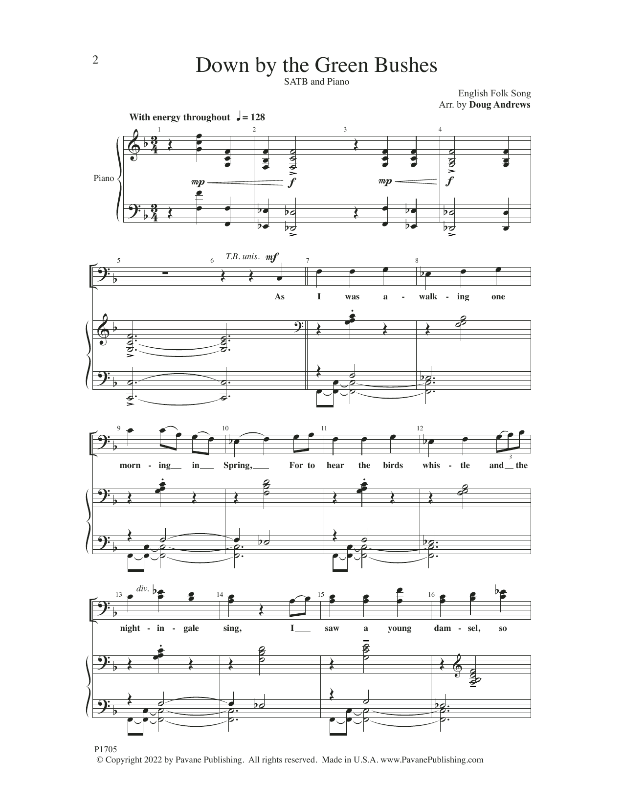 English Folk Song Down by the Green Bushes (arr. Doug Andrews) Sheet Music Notes & Chords for SATB Choir - Download or Print PDF English Folk Song Down by the Green Bushes (arr. Doug Andrews) Sheet Music Notes & Chords for SATB Choir - Download or Print PDF