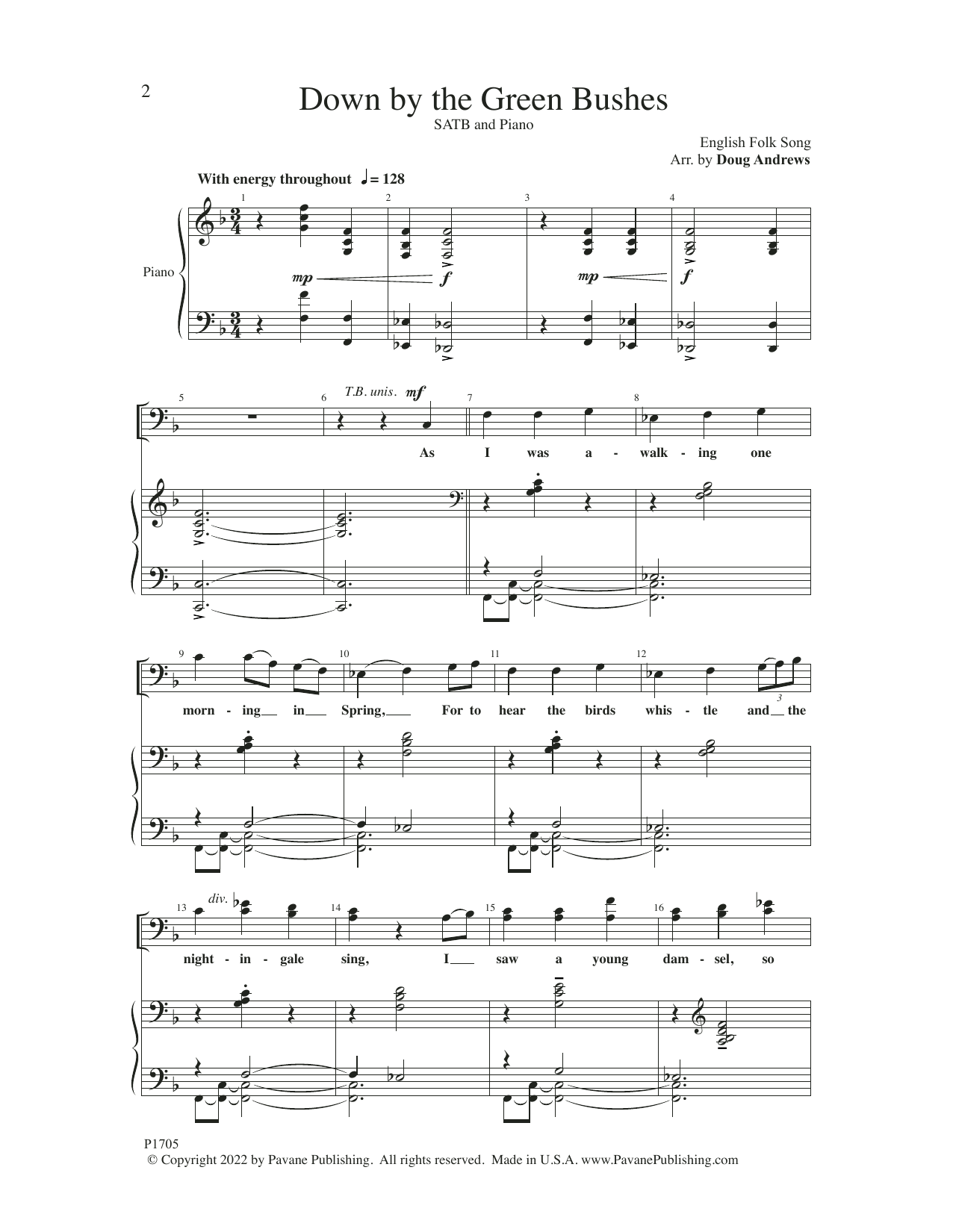 English Folk Song Down by the Green Bushes (arr. Doug Andrews) Sheet Music Notes & Chords for SATB Choir - Download or Print PDF