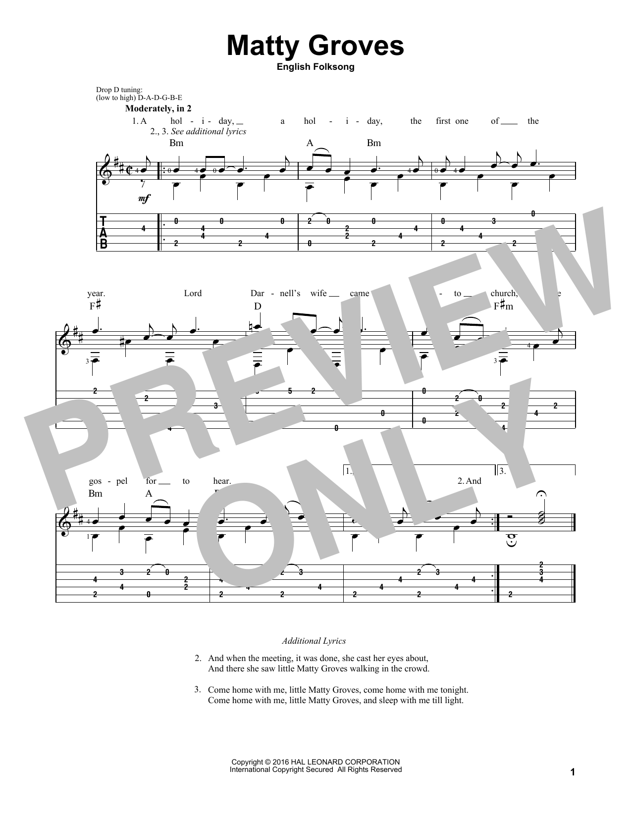 English Folksong Matty Groves Sheet Music Notes & Chords for Very Easy Piano - Download or Print PDF