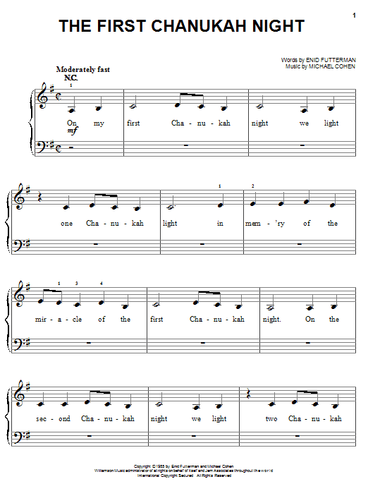 Enid Futterman The First Chanukah Night Sheet Music Notes & Chords for Easy Guitar - Download or Print PDF