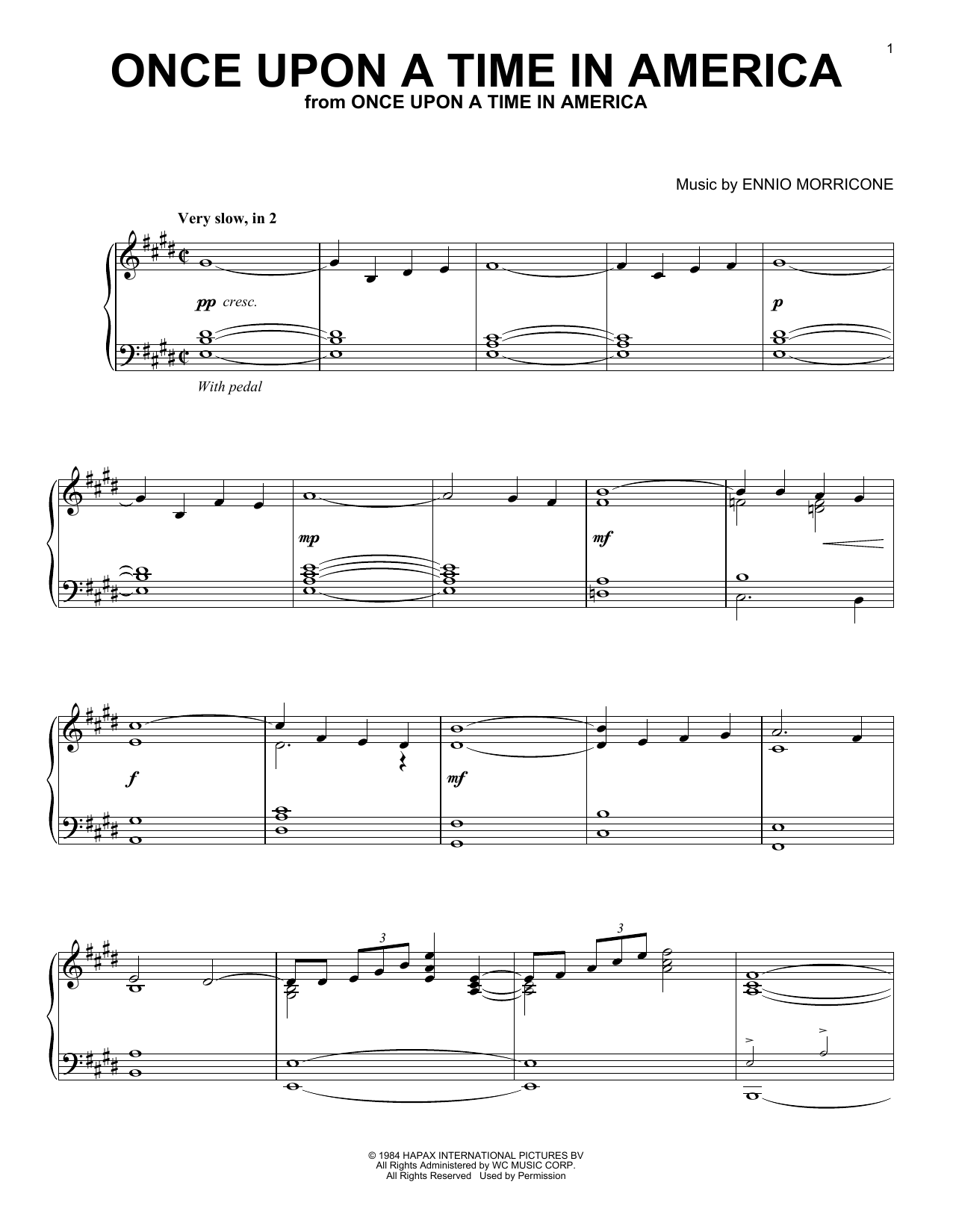 Ennio Morricone Once Upon A Time In America (from Once Upon A Time In America) Sheet Music Notes & Chords for Piano Solo - Download or Print PDF