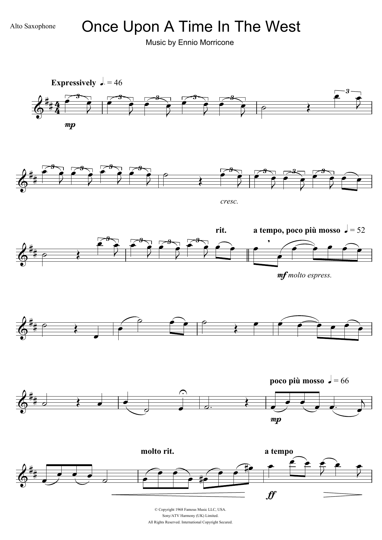 Ennio Morricone Once Upon A Time In The West (Theme) Sheet Music Notes & Chords for Flute - Download or Print PDF