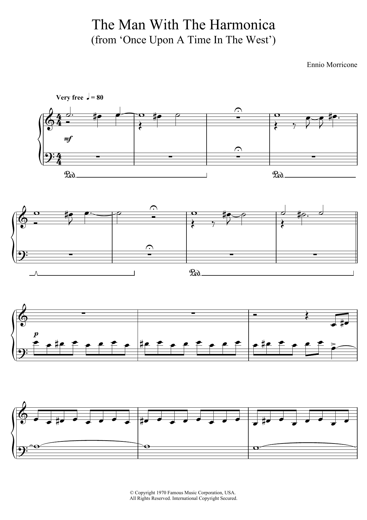Ennio Morricone The Man With The Harmonica (from 'Once Upon A Time In The West') Sheet Music Notes & Chords for Piano - Download or Print PDF