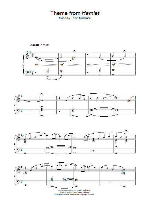 Ennio Morricone Theme from Hamlet Sheet Music Notes & Chords for Piano - Download or Print PDF
