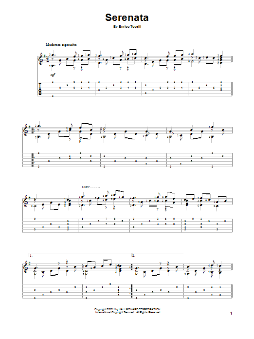 Enrico Toselli Serenata Sheet Music Notes & Chords for Guitar Tab - Download or Print PDF