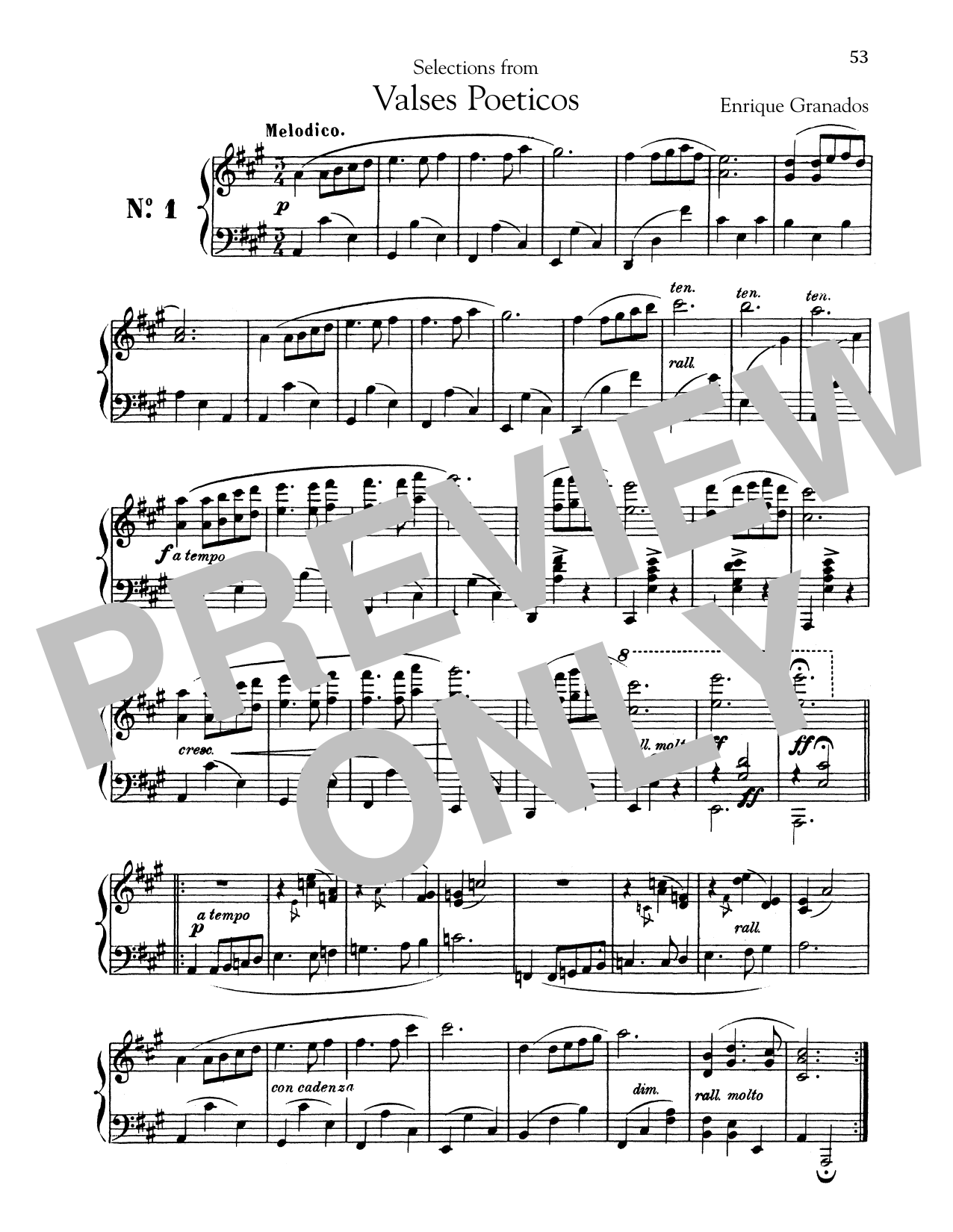 Enrique Granados Melodico Sheet Music Notes & Chords for Piano - Download or Print PDF