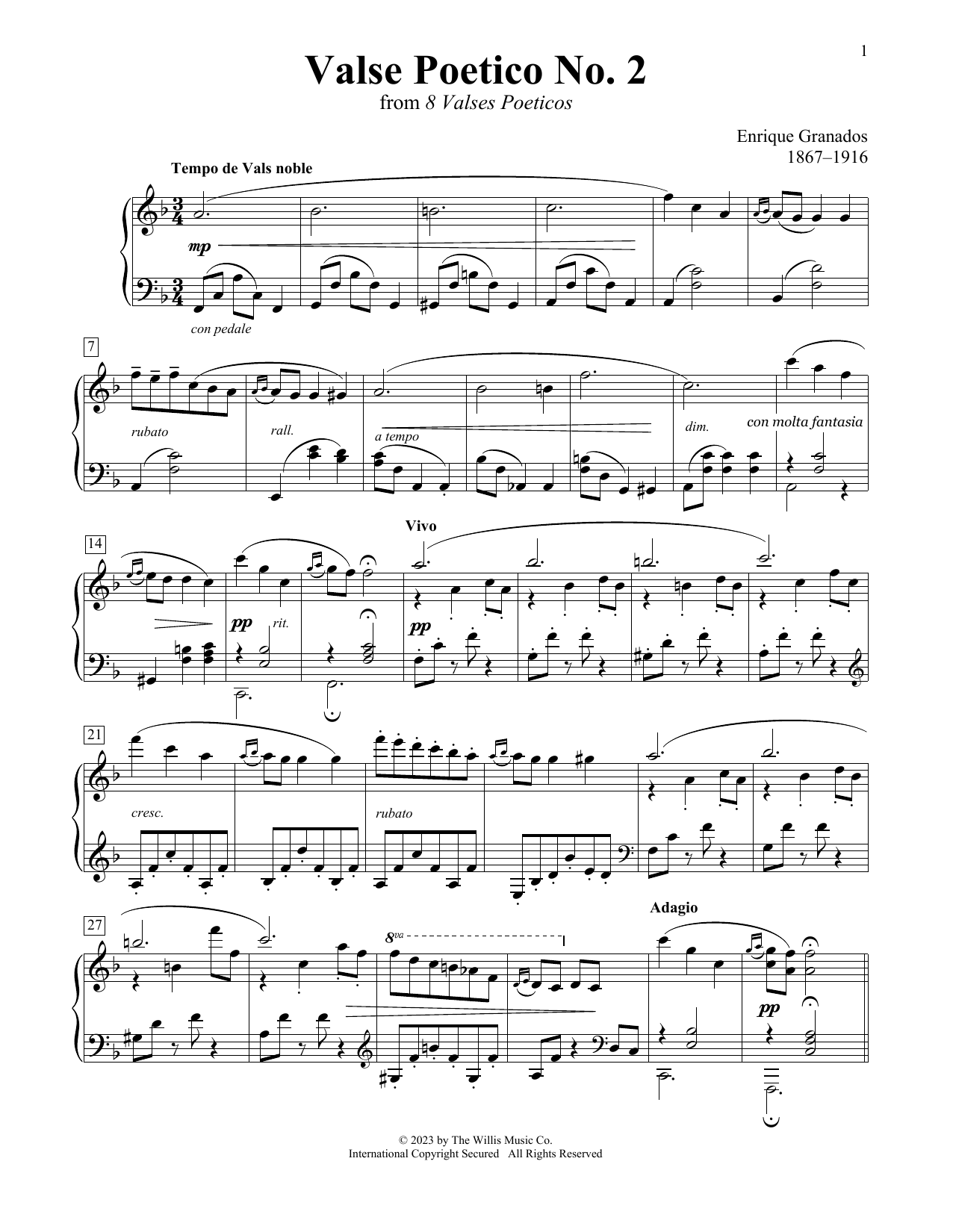 Enrique Granados Valse Poetico No. 2 Sheet Music Notes & Chords for Educational Piano - Download or Print PDF