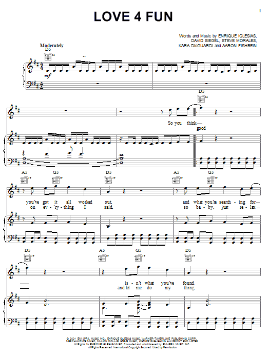 Enrique Iglesias Love 4 Fun sheet music notes and chords. Download Printable PDF.