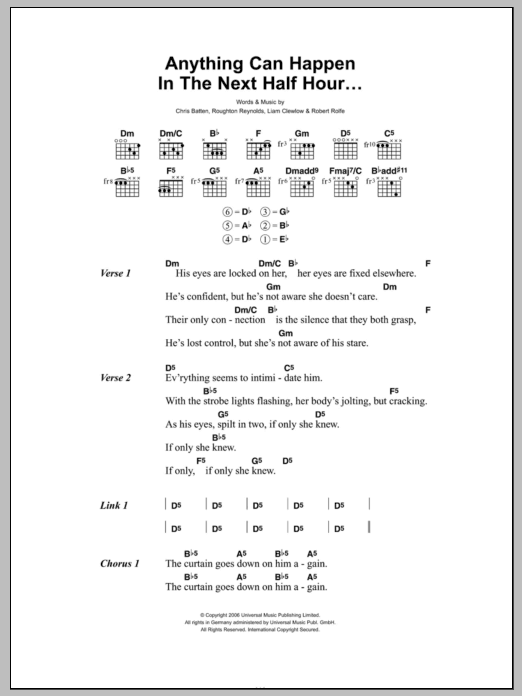 Enter Shikari Anything Can Happen In The Next Half Hour Sheet Music Notes & Chords for Lyrics & Chords - Download or Print PDF