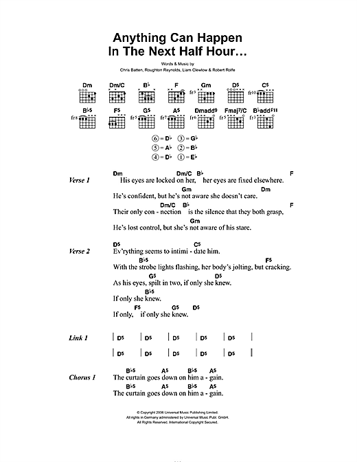 Enter Shikari Anything Can Happen In The Next Half Hour Sheet Music Notes & Chords for Lyrics & Chords - Download or Print PDF
